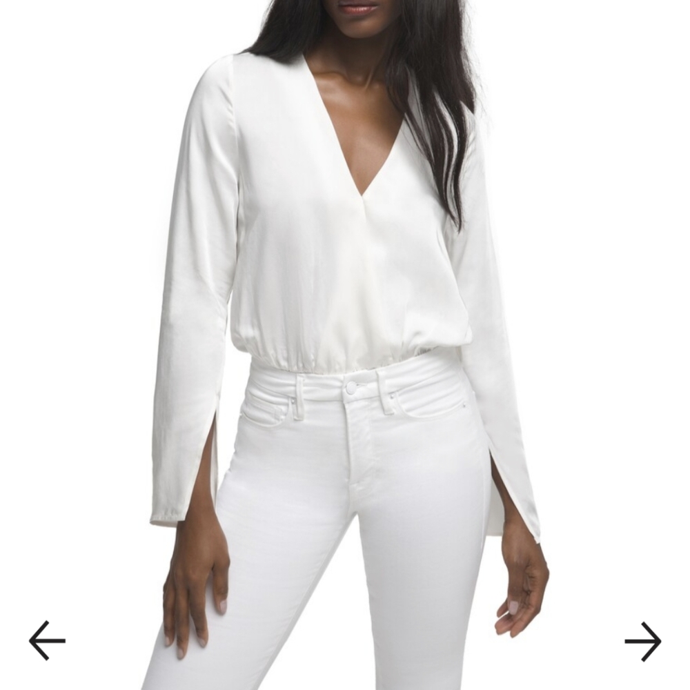 [Good American] Ivory Satin Wrap Bodysuit NWT